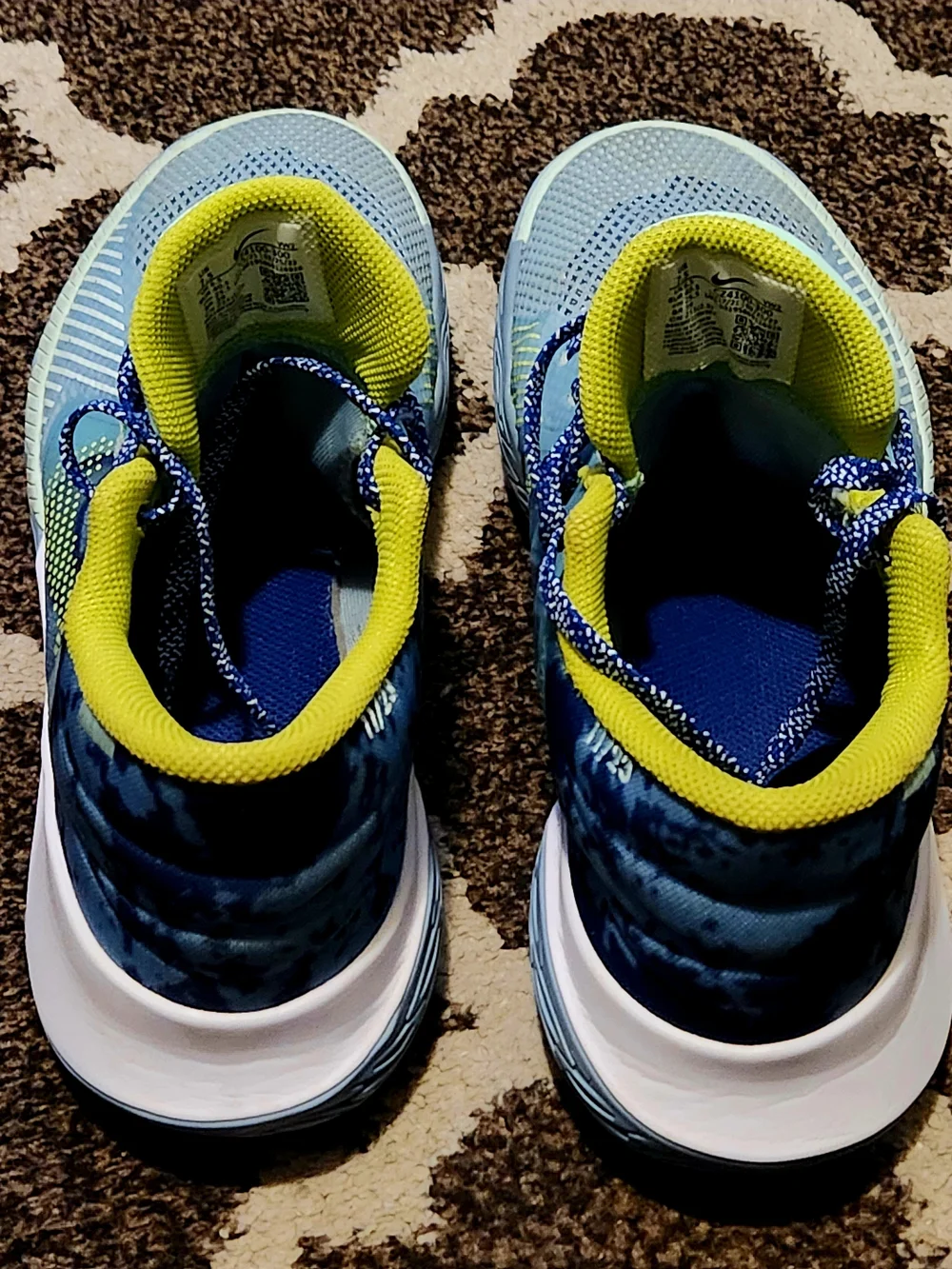 Nike Kids Blue Sneakers with Lime Trim